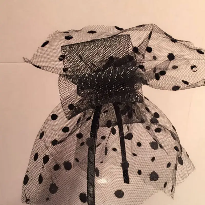 Womens Vintage Tea Party Fascinators Hat Ultra-Large Polka Dot Bowknot Headband