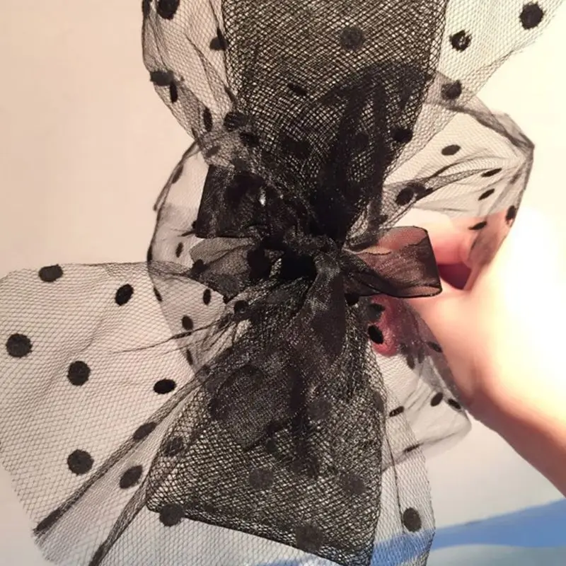 Womens Vintage Tea Party Fascinators Hat Ultra-Large Polka Dot Bowknot Headband