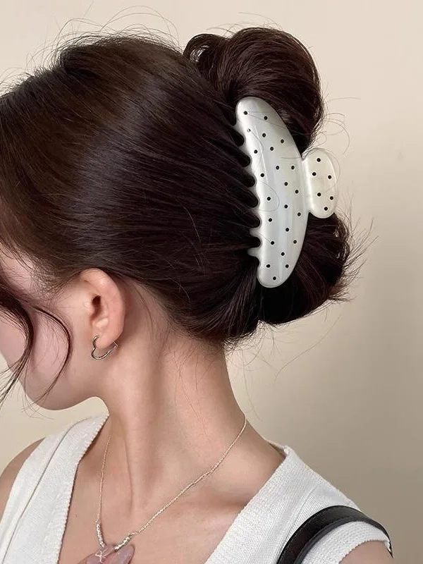 1PC Polka Dot Hair Grip Clip Exquisite Daily Styling Firm Hold for Various Hairstyles All Seasons Playful Accessory
