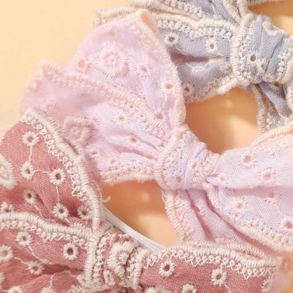 10pcs Random Color Lace Bows Hair Clip for Kids Girls Cotton Solid Color Bowknot Safety Hairpins Headwear Baby Hair Accessories