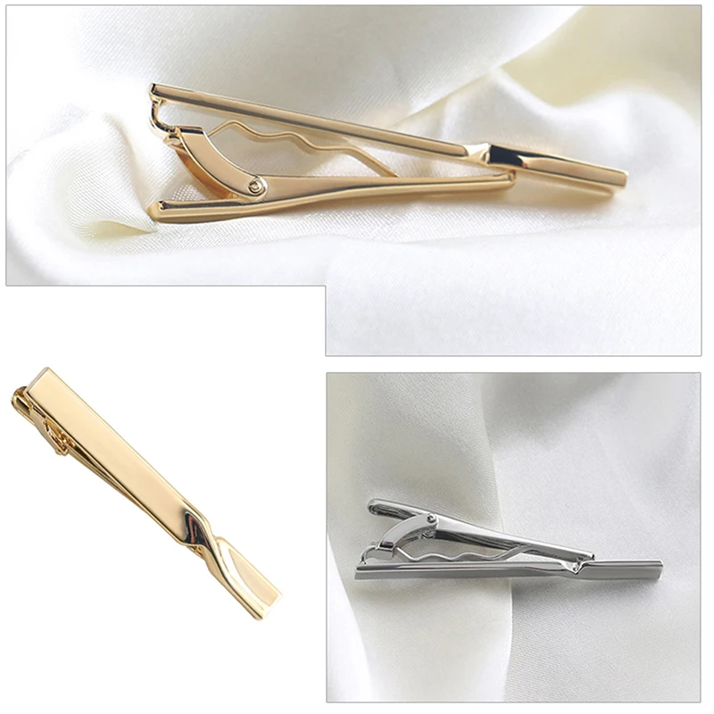 1Pcs Fashion Tie Clip for Men Copper Simple Bar Clasp Practical Mens Classic Tie Clips Clamp Pin Jewelry Necktie Wedding Gift
