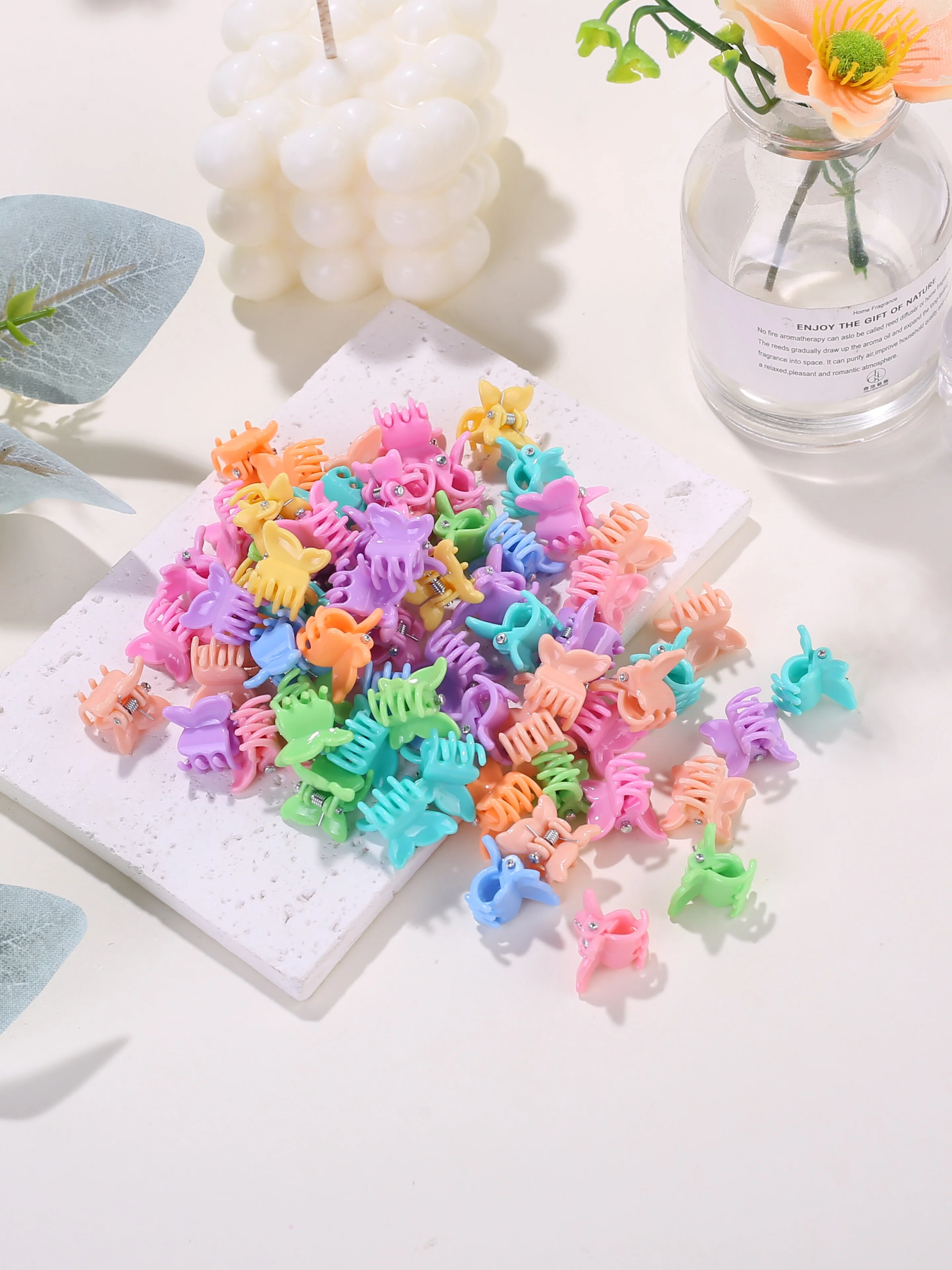30/50/100pcs Cute Children's Plastic Hair Accessories, Fashionable Solid-Color Women's Single-Item Hair Accessories