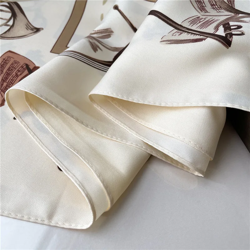 90x90cm Imitation Silk Ballet Girl Printed Handkerchief Scarf For Women Thin Shawl Square Headband Bandana Head Scarves