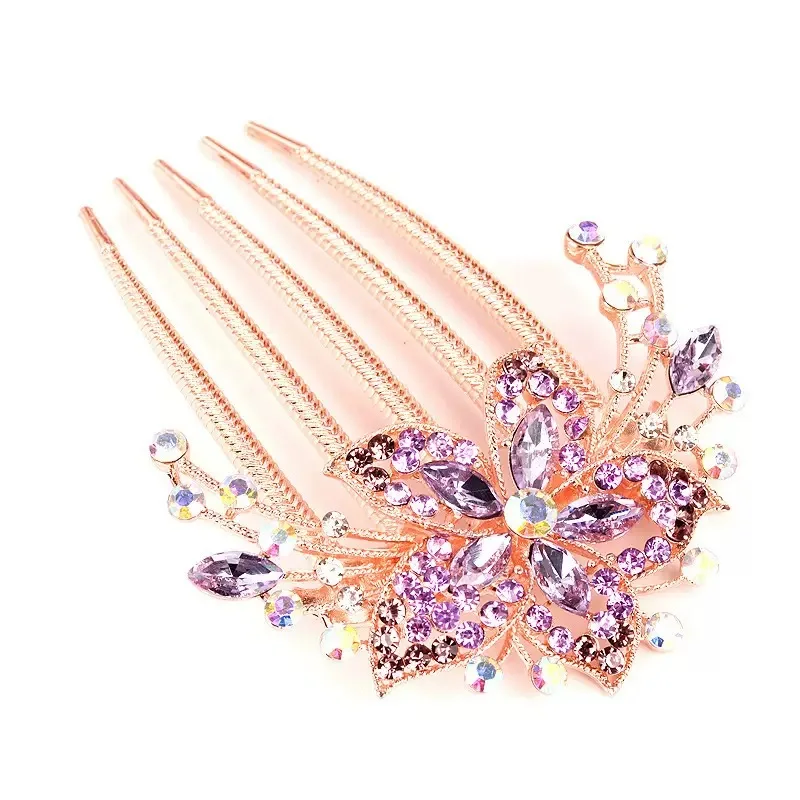 Trendy Korean Rhinestone Hair Comb 5-Teeth Alloy Hair Accessory - Hot Gift for Girls
