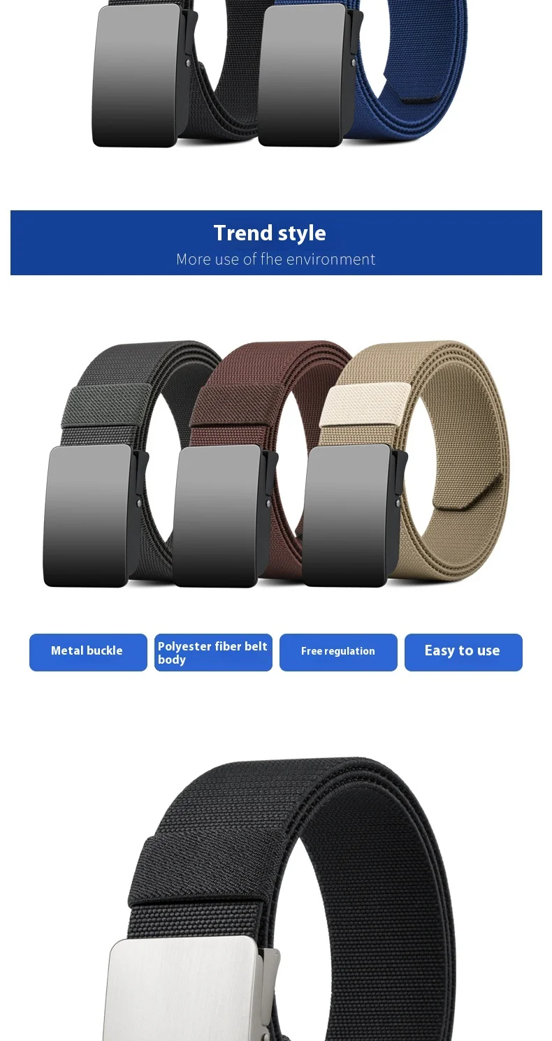 Youth Unisex Elastic Belt with Loosening, Breathable Woven Design, No-Drill Denim Pants Belt