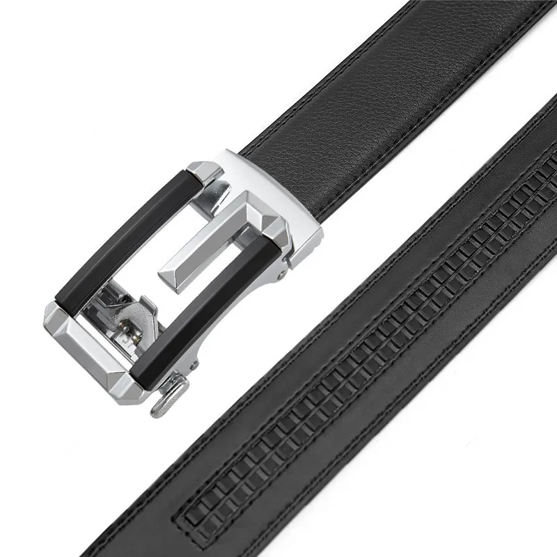 Leather Men's Women's 3.5cm Click Belt with High Quality Alloy Automatic Buckle Unisex Classic Business Belts for Jeans
