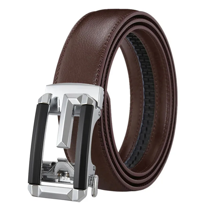 Leather Men's Women's 3.5cm Click Belt with High Quality Alloy Automatic Buckle Unisex Classic Business Belts for Jeans