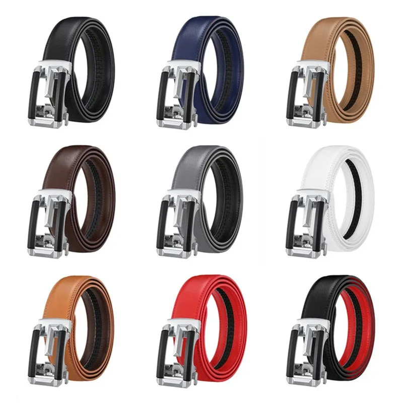 Leather Men's Women's 3.5cm Click Belt with High Quality Alloy Automatic Buckle Unisex Classic Business Belts for Jeans