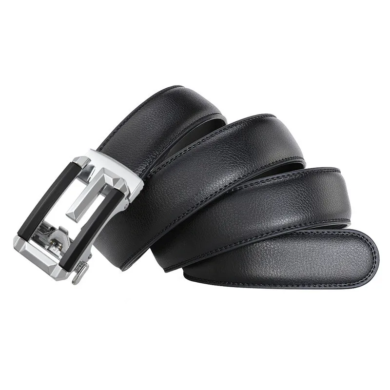 Leather Men's Women's 3.5cm Click Belt with High Quality Alloy Automatic Buckle Unisex Classic Business Belts for Jeans