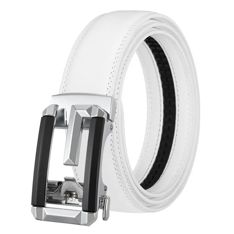 Leather Men's Women's 3.5cm Click Belt with High Quality Alloy Automatic Buckle Unisex Classic Business Belts for Jeans