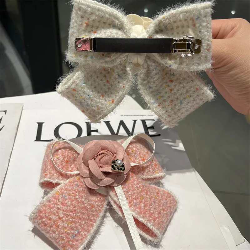 Handmade Fabric Camellia Flower Bow Hair Clips Barrettes Headdress Spring Clip For Women Girls Fashion Ponytail Hair Accessories