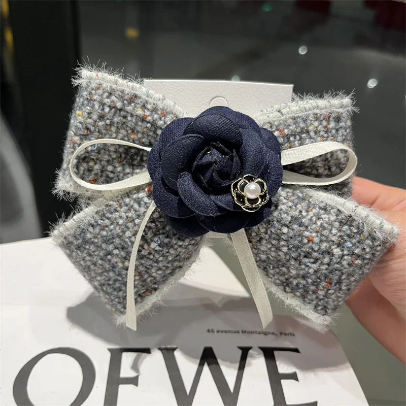 Handmade Fabric Camellia Flower Bow Hair Clips Barrettes Headdress Spring Clip For Women Girls Fashion Ponytail Hair Accessories