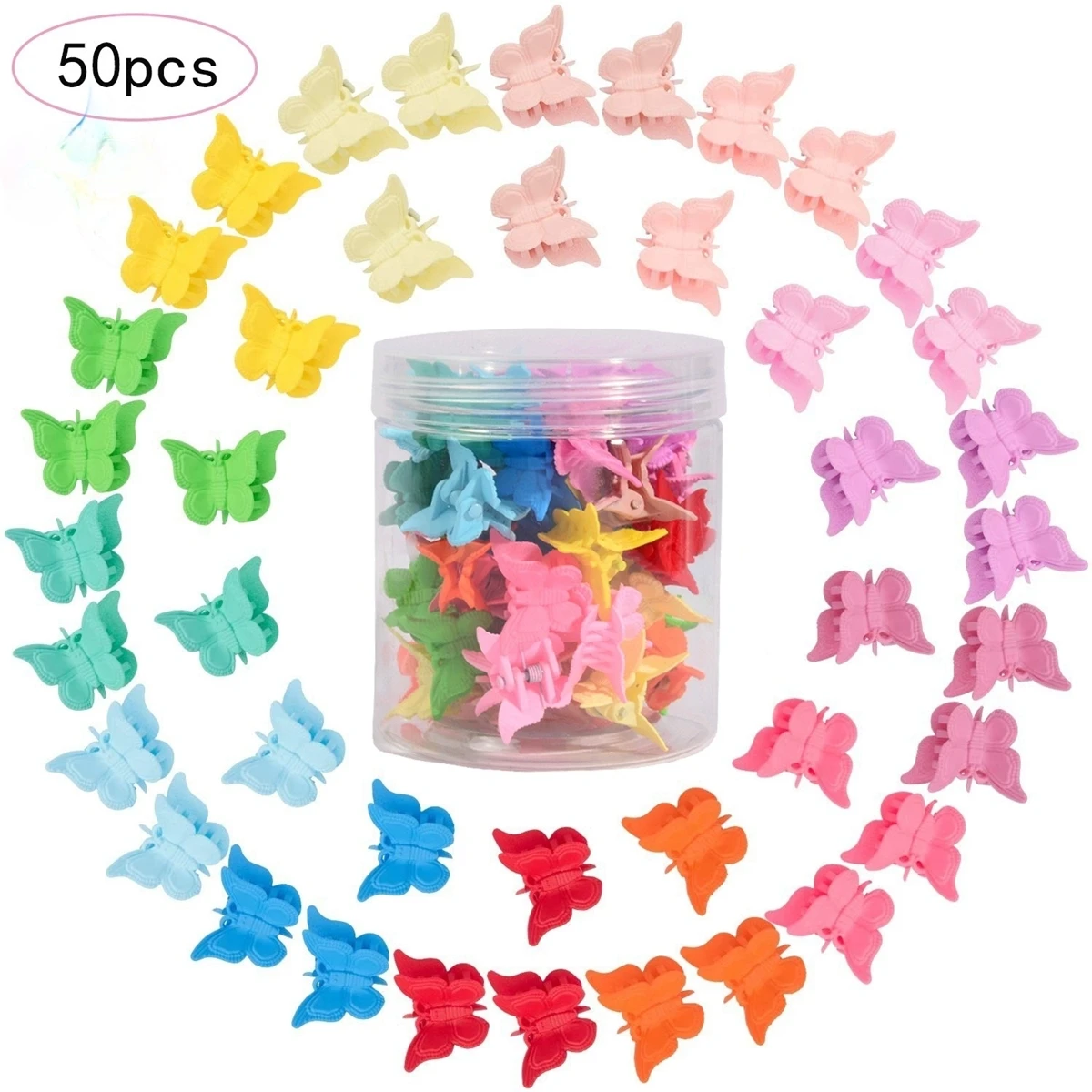 Glitter Mini Butterfly Hair Claw Clips, Sparkly Colorful Hair Accessories for Girls and Women - 90S Y2K Cute, Small, Tiny Clip