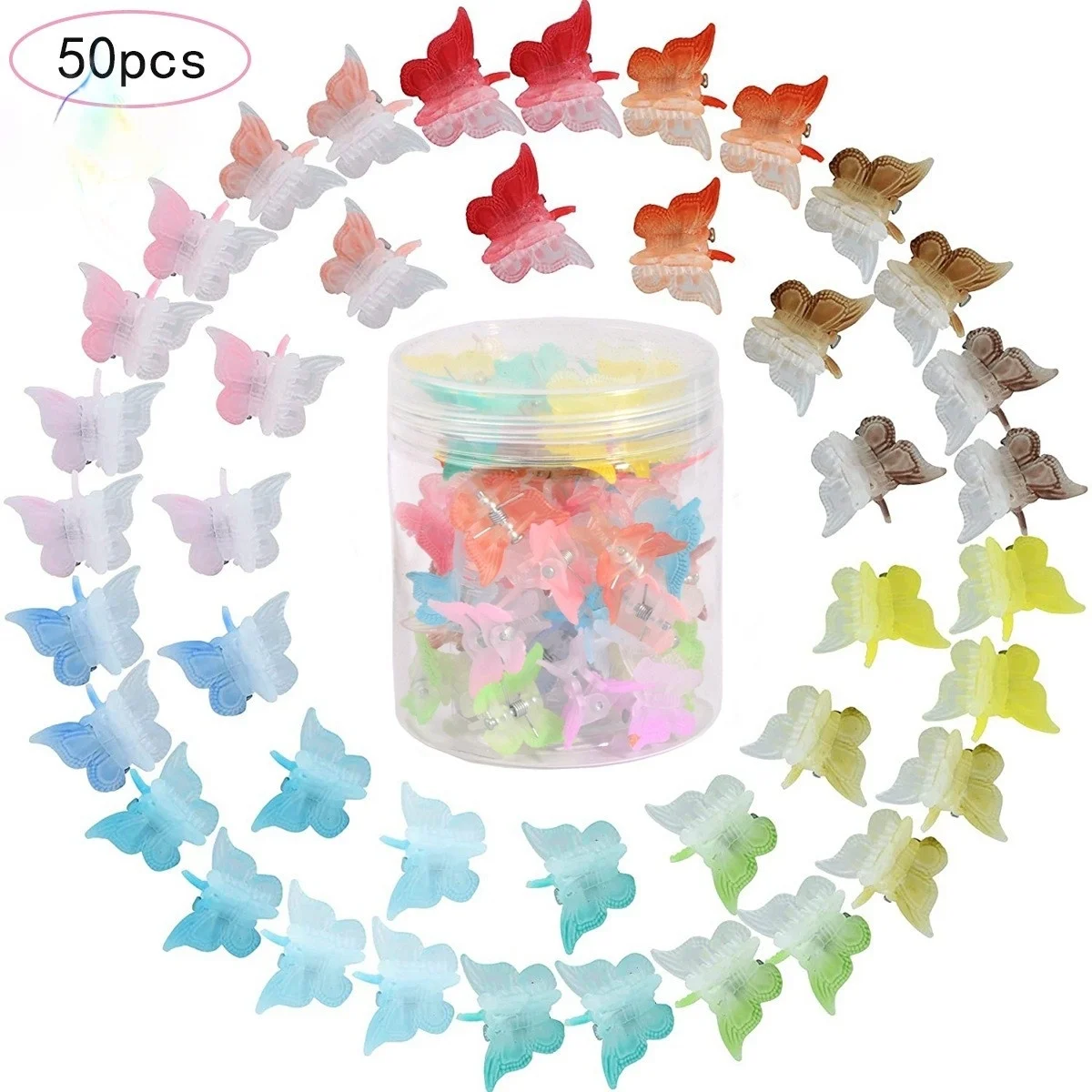Glitter Mini Butterfly Hair Claw Clips, Sparkly Colorful Hair Accessories for Girls and Women - 90S Y2K Cute, Small, Tiny Clip