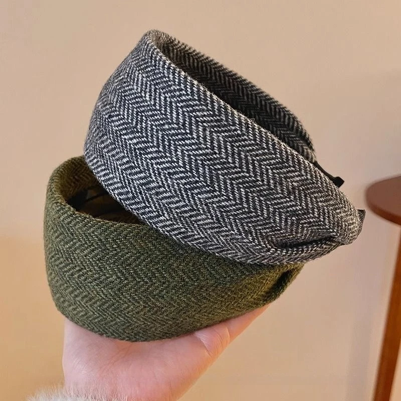 Vintage Wide Headband Women Thick Wool Hairband Fashionable Hair Accessories Stylish Hairband Chic Wide Headband for Women