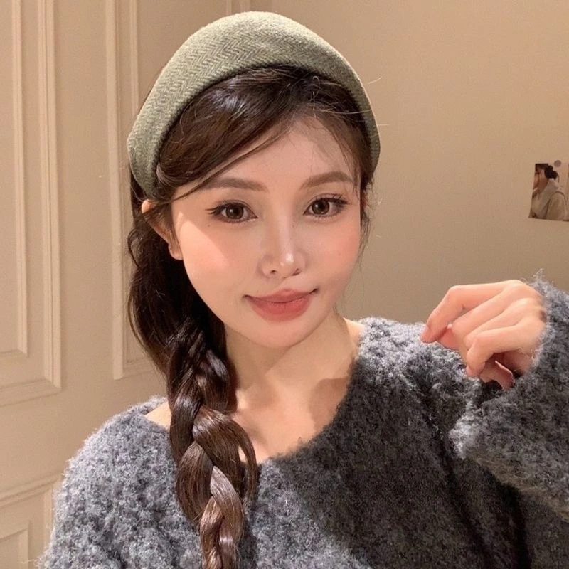 Vintage Wide Headband Women Thick Wool Hairband Fashionable Hair Accessories Stylish Hairband Chic Wide Headband for Women