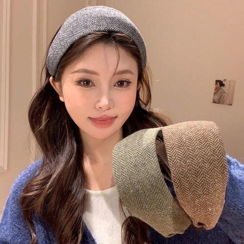 Vintage Wide Headband Women Thick Wool Hairband Fashionable Hair Accessories Stylish Hairband Chic Wide Headband for Women