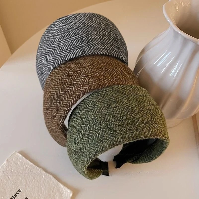 Vintage Wide Headband Women Thick Wool Hairband Fashionable Hair Accessories Stylish Hairband Chic Wide Headband for Women