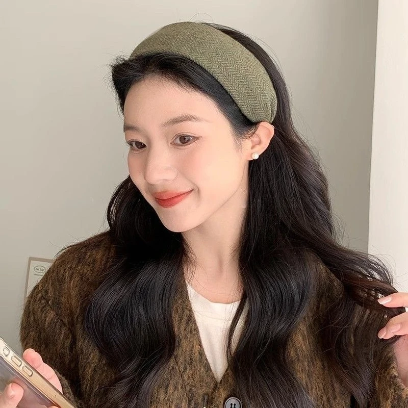 Vintage Wide Headband Women Thick Wool Hairband Fashionable Hair Accessories Stylish Hairband Chic Wide Headband for Women