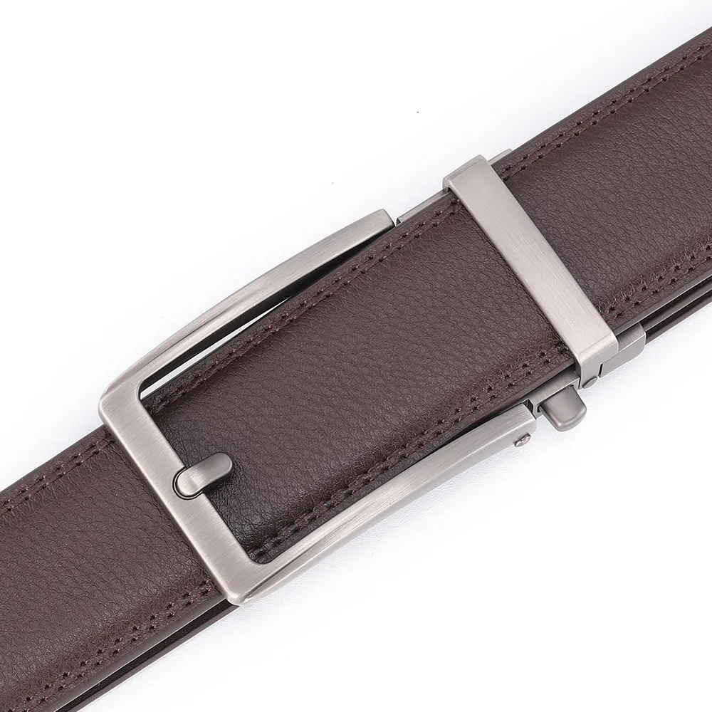 Automatic Buckle Adjustable Waistband Fashion No Holes Waist Straps for Formal Daily Wear Premium Cowhider Ratchet Belt for Men