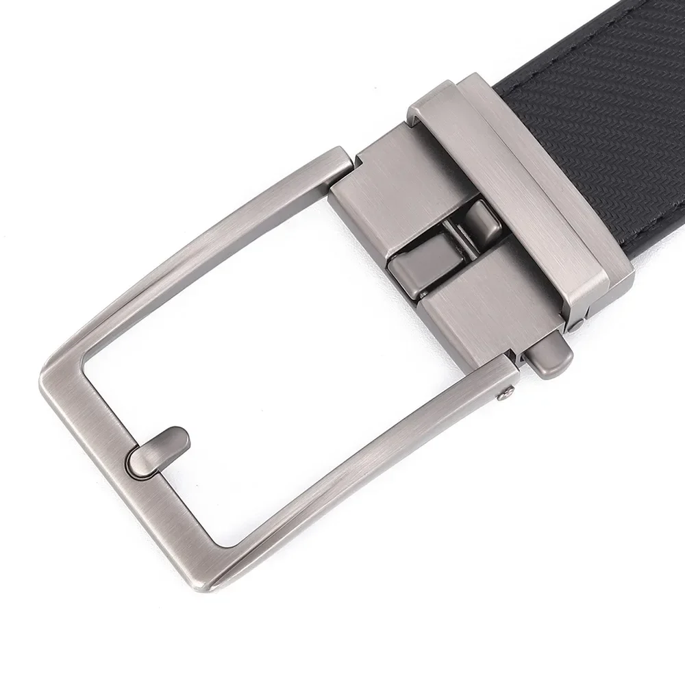 Automatic Buckle Adjustable Waistband Fashion No Holes Waist Straps for Formal Daily Wear Premium Cowhider Ratchet Belt for Men