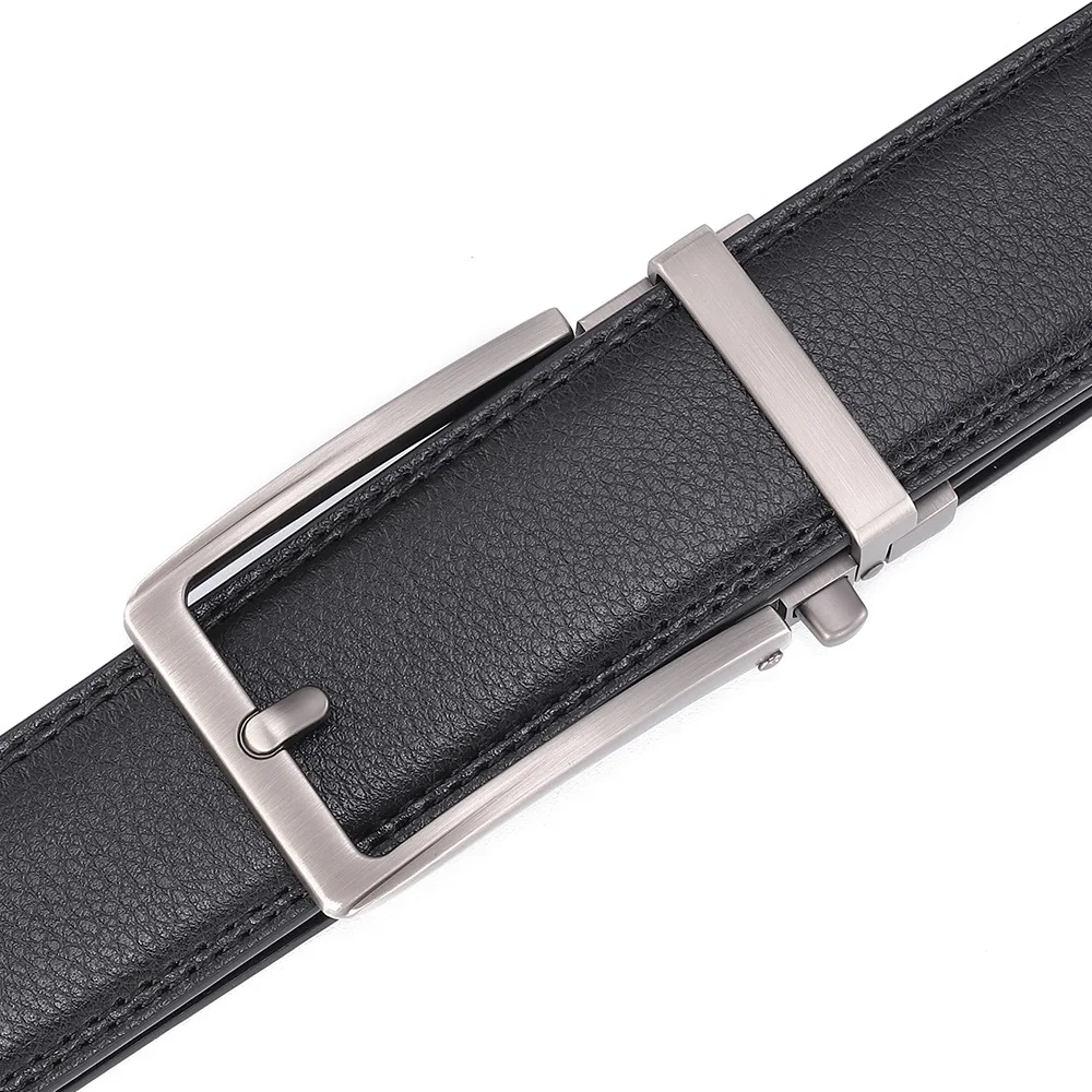 Automatic Buckle Adjustable Waistband Fashion No Holes Waist Straps for Formal Daily Wear Premium Cowhider Ratchet Belt for Men