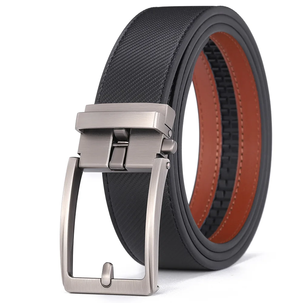 Automatic Buckle Adjustable Waistband Fashion No Holes Waist Straps for Formal Daily Wear Premium Cowhider Ratchet Belt for Men