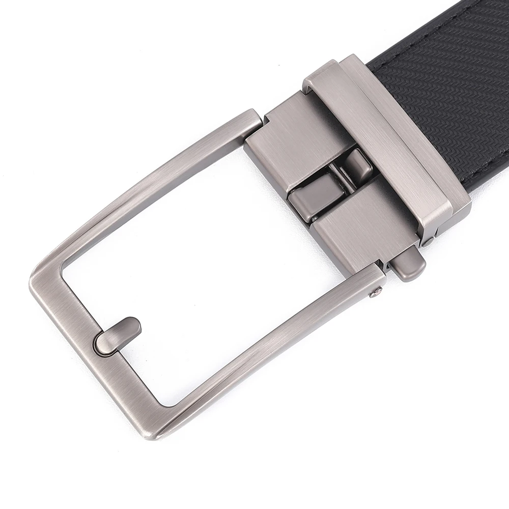 Automatic Buckle Adjustable Waistband Fashion No Holes Waist Straps for Formal Daily Wear Premium Cowhider Ratchet Belt for Men