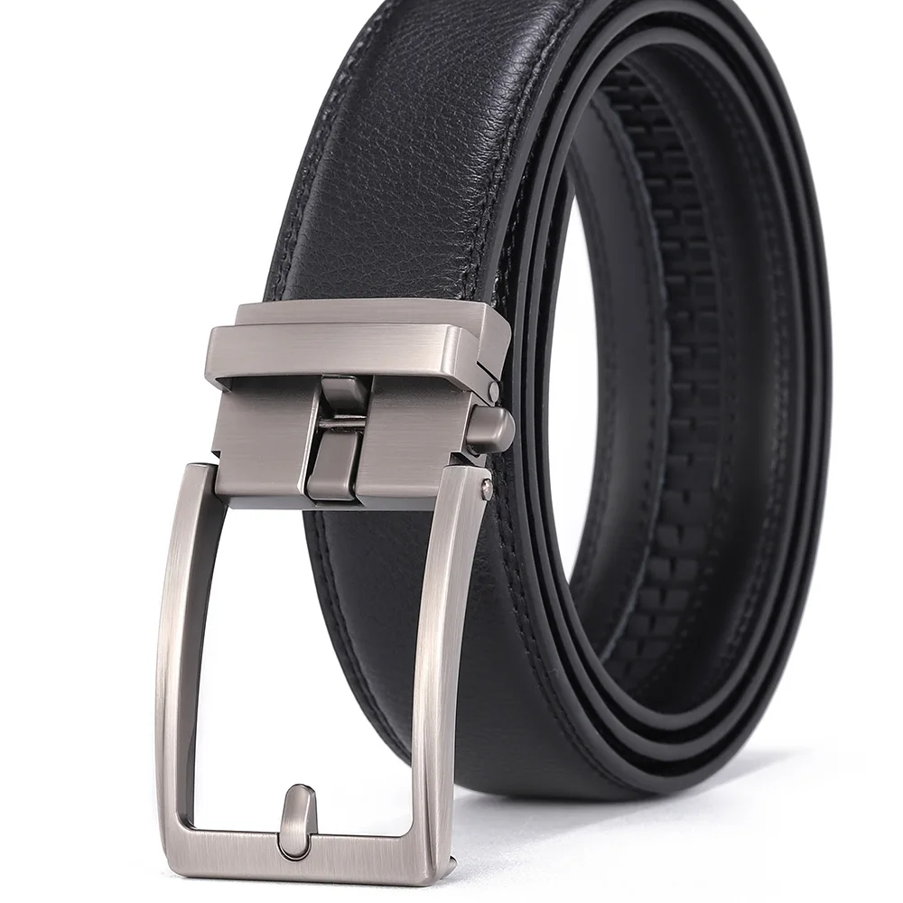 Automatic Buckle Adjustable Waistband Fashion No Holes Waist Straps for Formal Daily Wear Premium Cowhider Ratchet Belt for Men