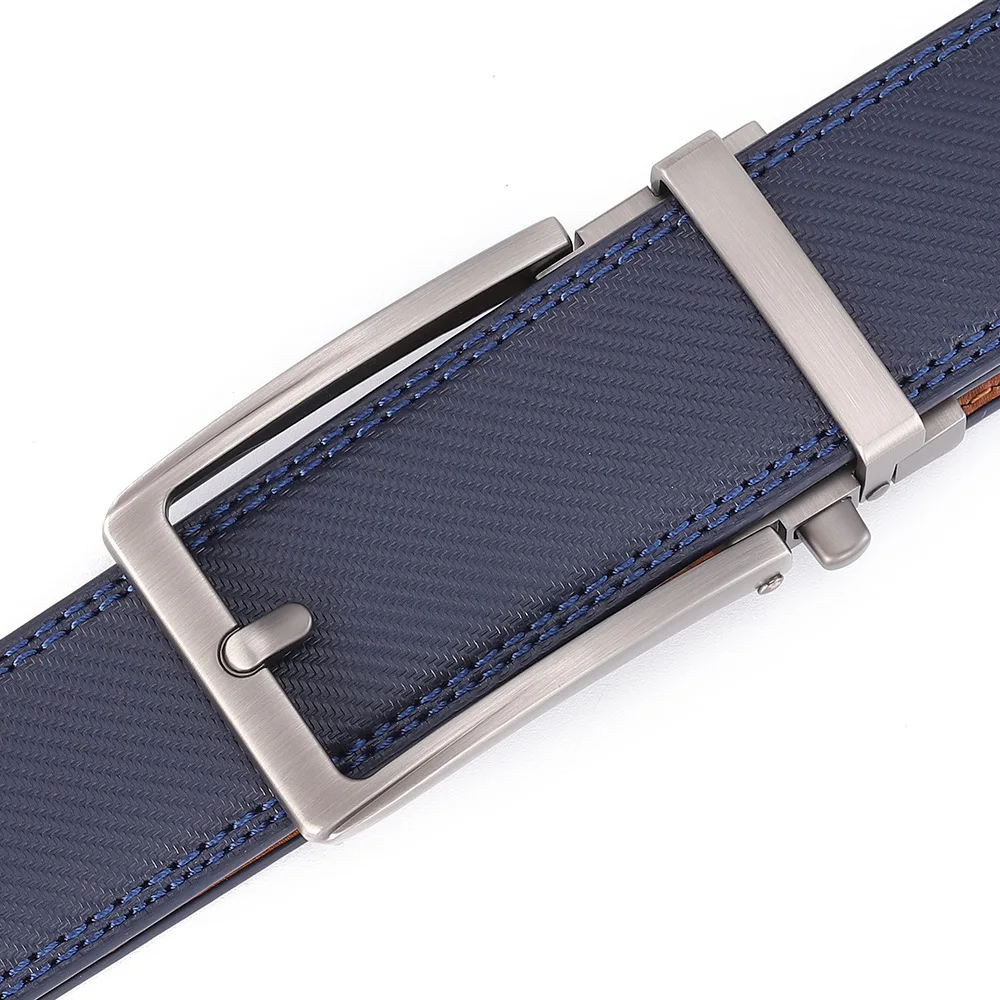 Automatic Buckle Adjustable Waistband Fashion No Holes Waist Straps for Formal Daily Wear Premium Cowhider Ratchet Belt for Men