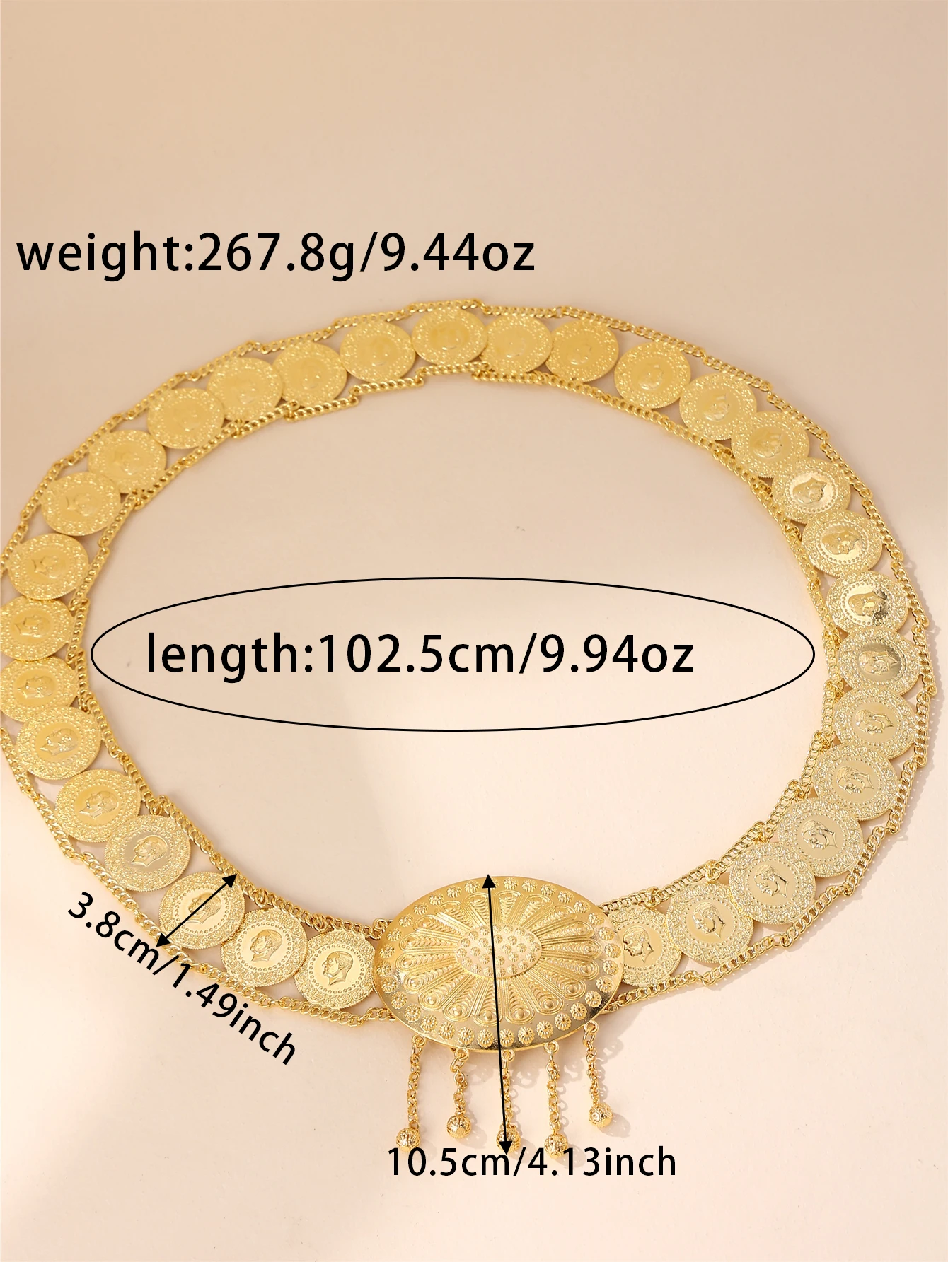 Arab Women's Belt Palace Vintage Style Adjustable Coin Chain Bridal Party Festival Gift