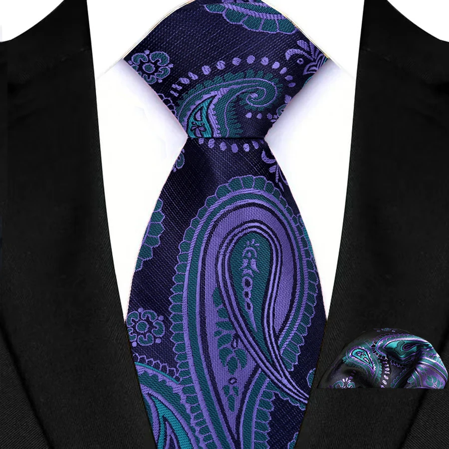 Men's Ties Set Luxury Paisley Floral Neck Ties Business Formal Necktie Pocket Square Set For Wedding Party Suits Accessories