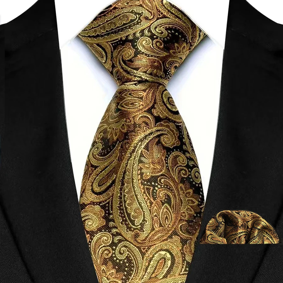 Men's Ties Set Luxury Paisley Floral Neck Ties Business Formal Necktie Pocket Square Set For Wedding Party Suits Accessories