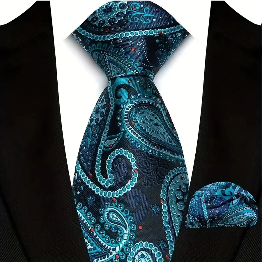 Men's Ties Set Luxury Paisley Floral Neck Ties Business Formal Necktie Pocket Square Set For Wedding Party Suits Accessories