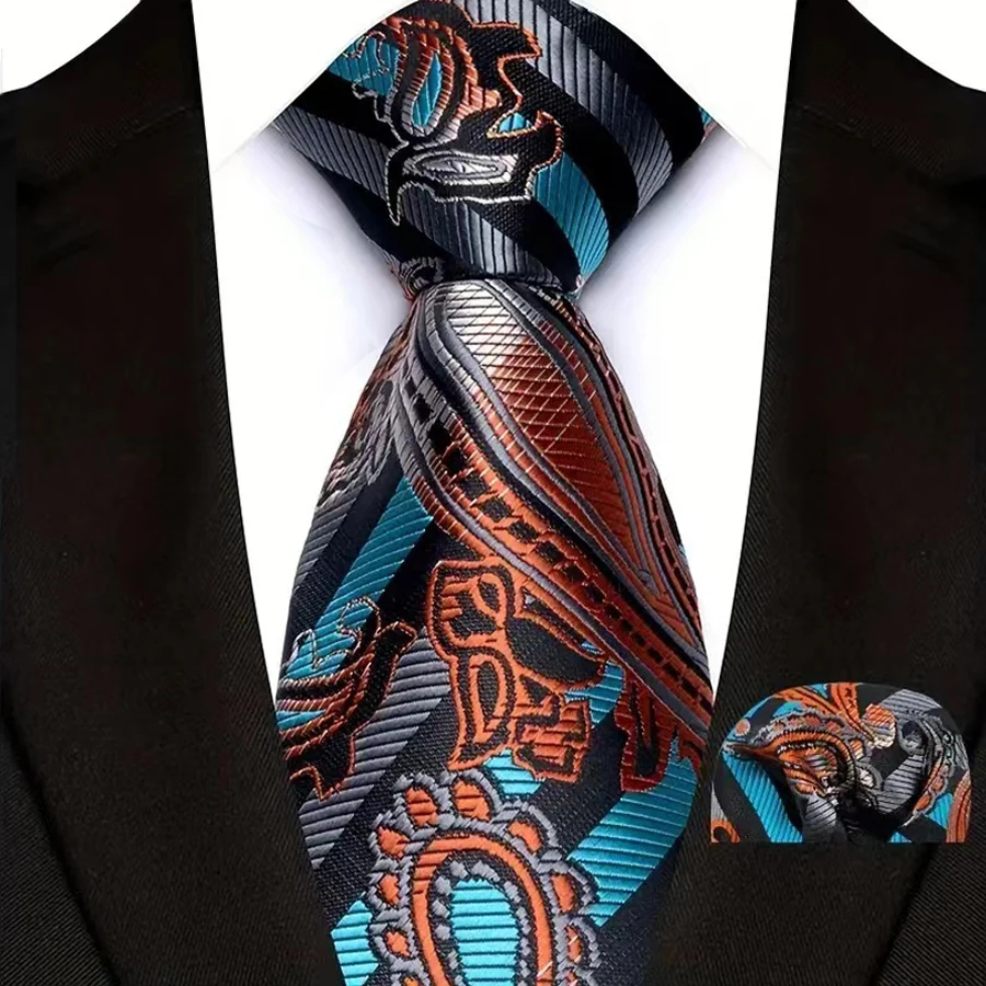 Men's Ties Set Luxury Paisley Floral Neck Ties Business Formal Necktie Pocket Square Set For Wedding Party Suits Accessories