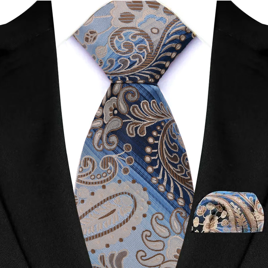Men's Ties Set Luxury Paisley Floral Neck Ties Business Formal Necktie Pocket Square Set For Wedding Party Suits Accessories