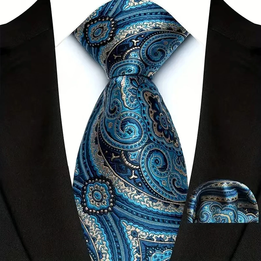 Men's Ties Set Luxury Paisley Floral Neck Ties Business Formal Necktie Pocket Square Set For Wedding Party Suits Accessories