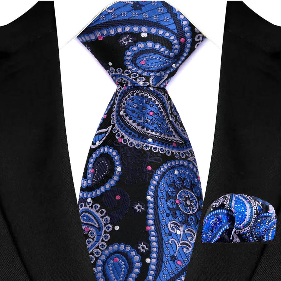 Men's Ties Set Luxury Paisley Floral Neck Ties Business Formal Necktie Pocket Square Set For Wedding Party Suits Accessories