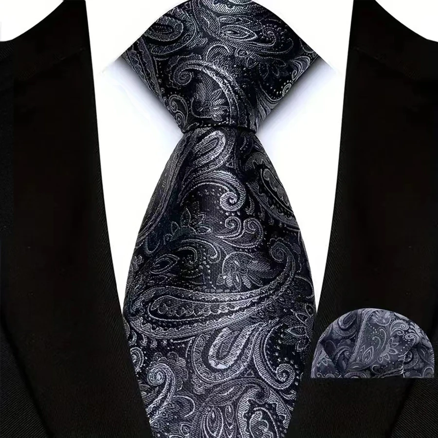 Men's Ties Set Luxury Paisley Floral Neck Ties Business Formal Necktie Pocket Square Set For Wedding Party Suits Accessories