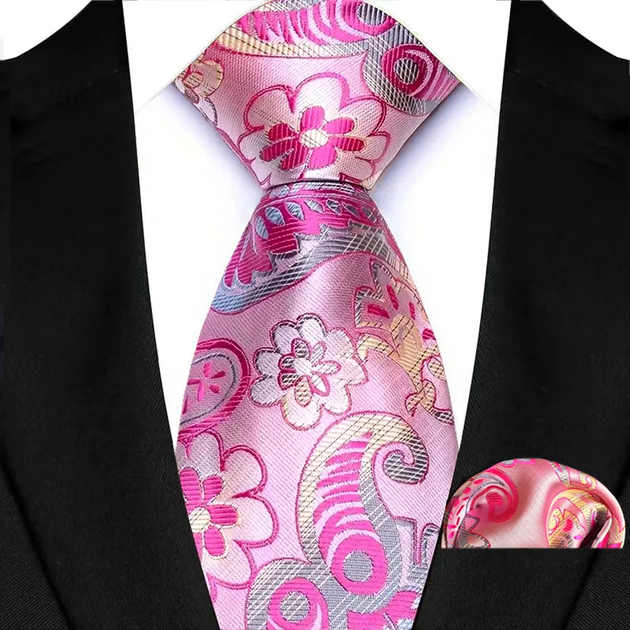 Men's Ties Set Luxury Paisley Floral Neck Ties Business Formal Necktie Pocket Square Set For Wedding Party Suits Accessories