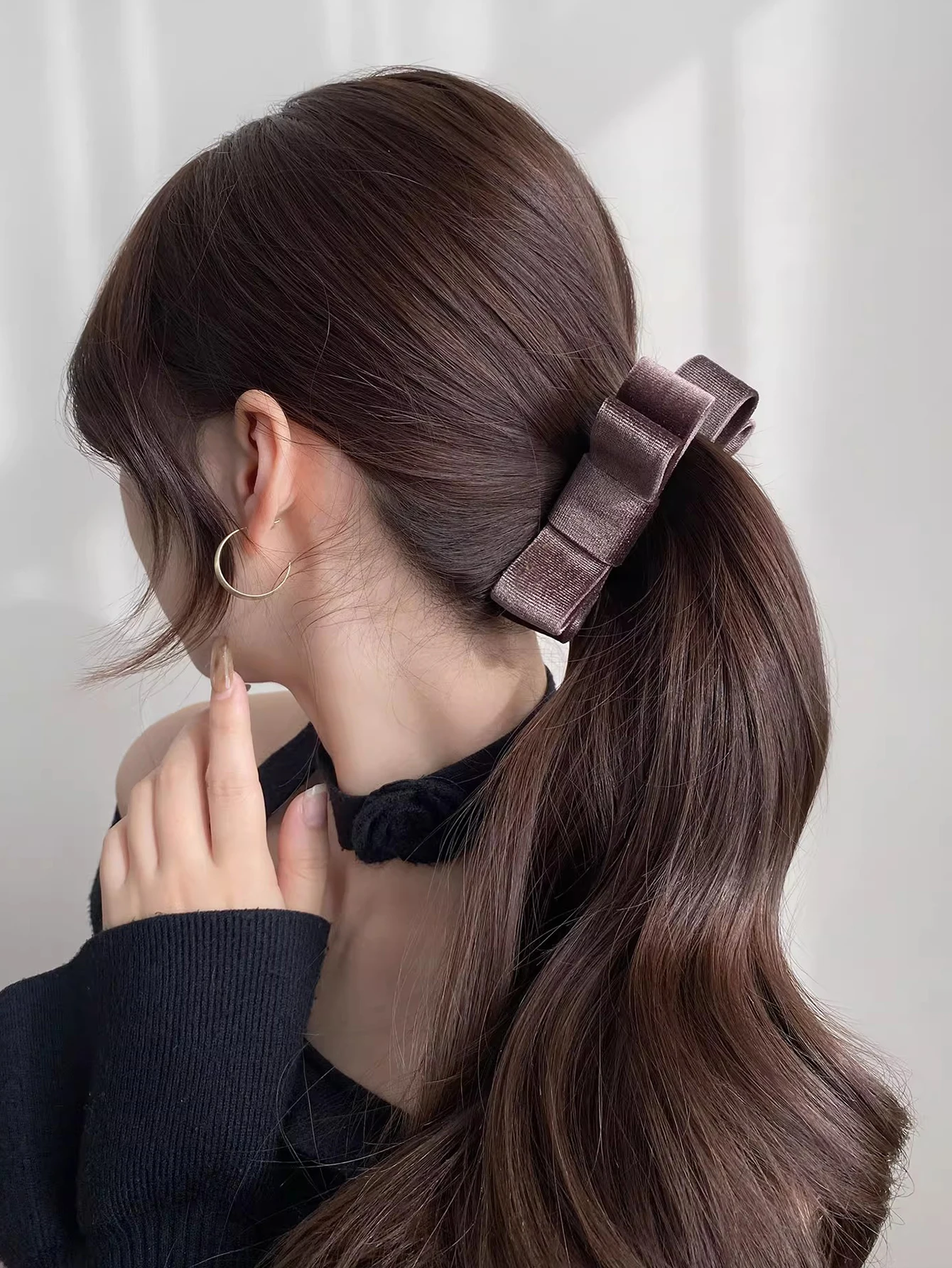 Lystrfac Fashion Velvet Hair Bow Banana Hair Clips for Women Girls Elegant Horsetail Hairpin Headdress Female Hair Accessories