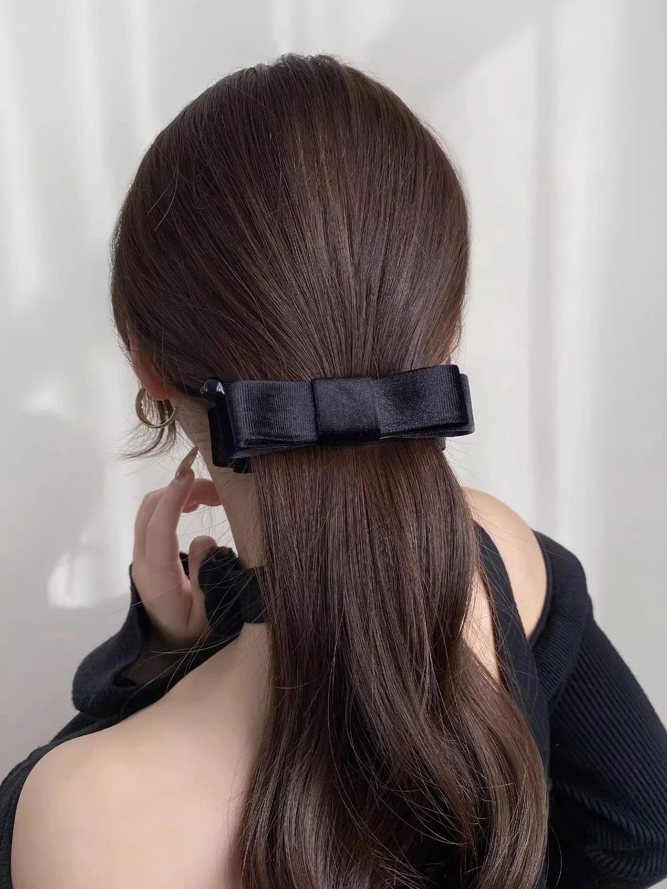 Lystrfac Fashion Velvet Hair Bow Banana Hair Clips for Women Girls Elegant Horsetail Hairpin Headdress Female Hair Accessories