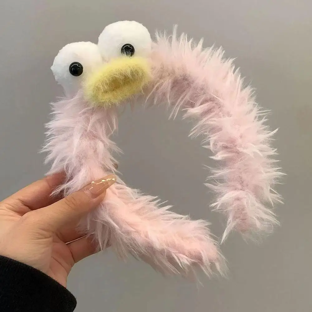Funny Furry Monster Headband with Big Eyes, Plush Cartoon Headdress for Women Adults Face Washing & Party Wear Costume Cosplay