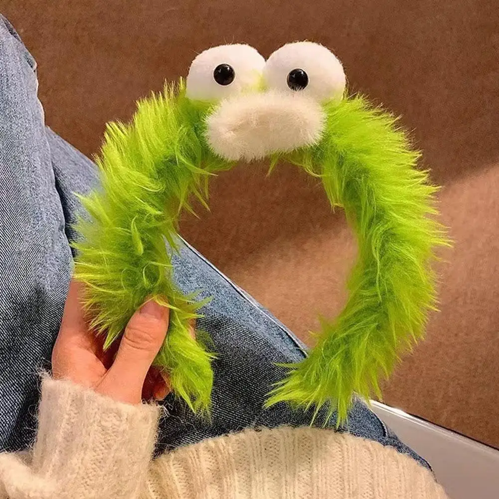 Funny Furry Monster Headband with Big Eyes, Plush Cartoon Headdress for Women Adults Face Washing & Party Wear Costume Cosplay