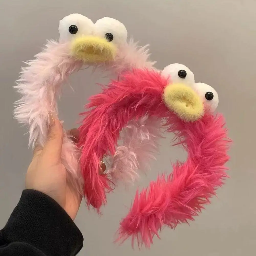 Funny Furry Monster Headband with Big Eyes, Plush Cartoon Headdress for Women Adults Face Washing & Party Wear Costume Cosplay