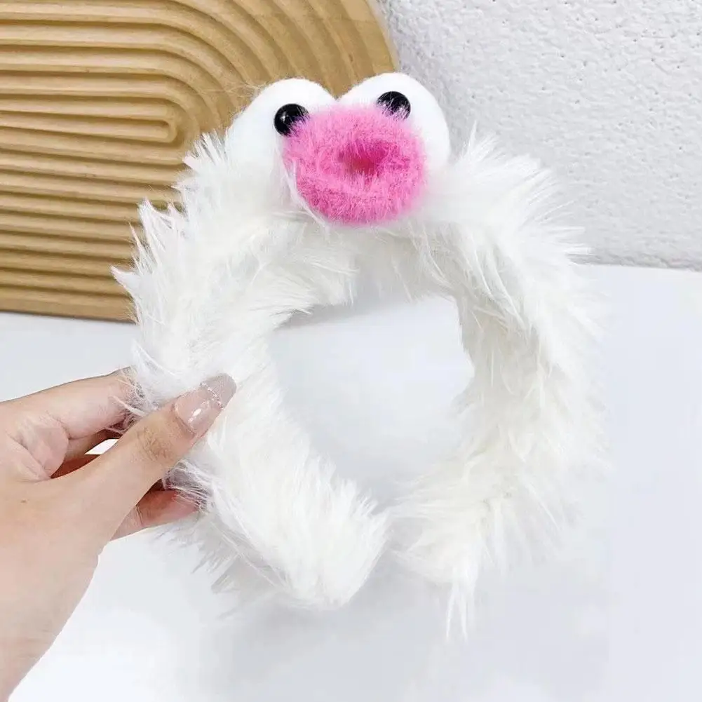 Funny Furry Monster Headband with Big Eyes, Plush Cartoon Headdress for Women Adults Face Washing & Party Wear Costume Cosplay