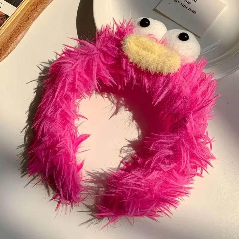Funny Furry Monster Headband with Big Eyes, Plush Cartoon Headdress for Women Adults Face Washing & Party Wear Costume Cosplay
