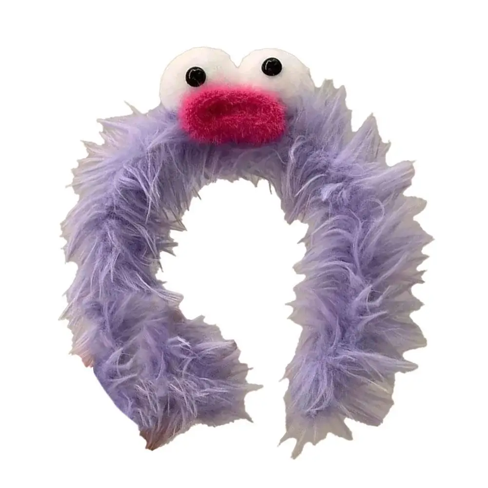 Funny Furry Monster Headband with Big Eyes, Plush Cartoon Headdress for Women Adults Face Washing & Party Wear Costume Cosplay