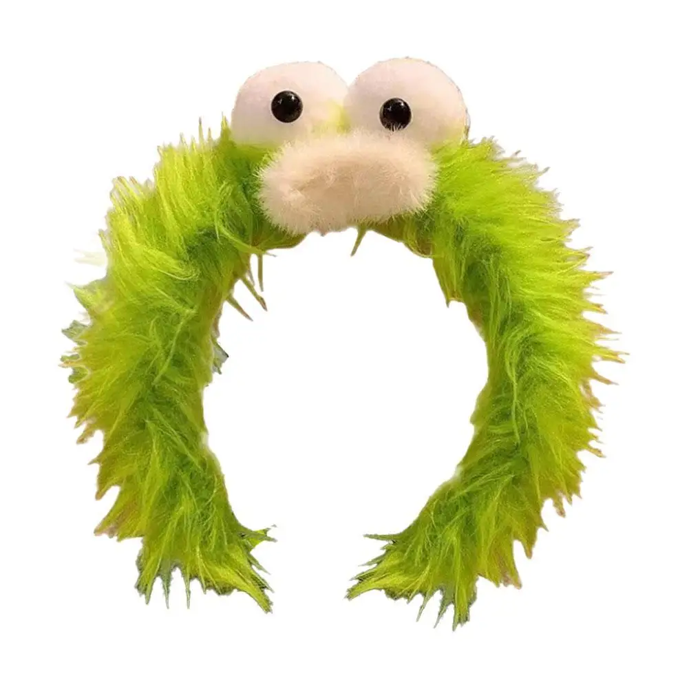Funny Furry Monster Headband with Big Eyes, Plush Cartoon Headdress for Women Adults Face Washing & Party Wear Costume Cosplay