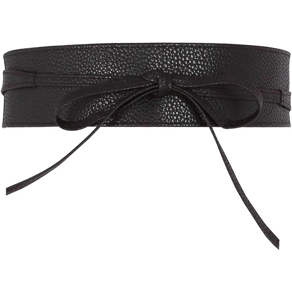 Women Soft PU Leather Obi Belt Self Tie Wrap Cinch Belt Fashion Bowknot Waistband Wrap Belt for Dress Jumpsuit